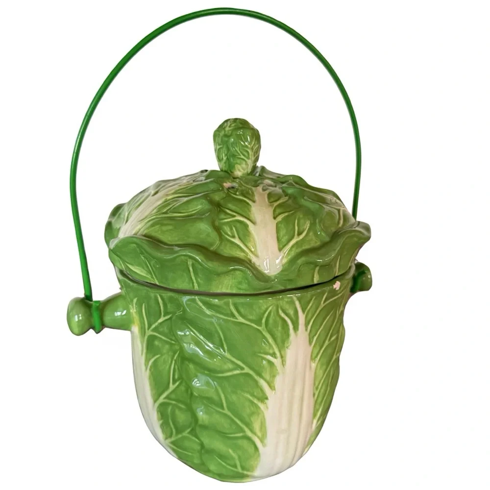 Ceramic Lettuce Compost Keeper Vintage Cabbage Composter Cottagecore Farmhouse